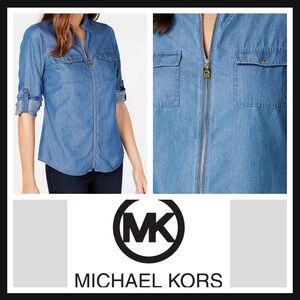 Michael Kors Blue Chambray Long Sleeve Shirt